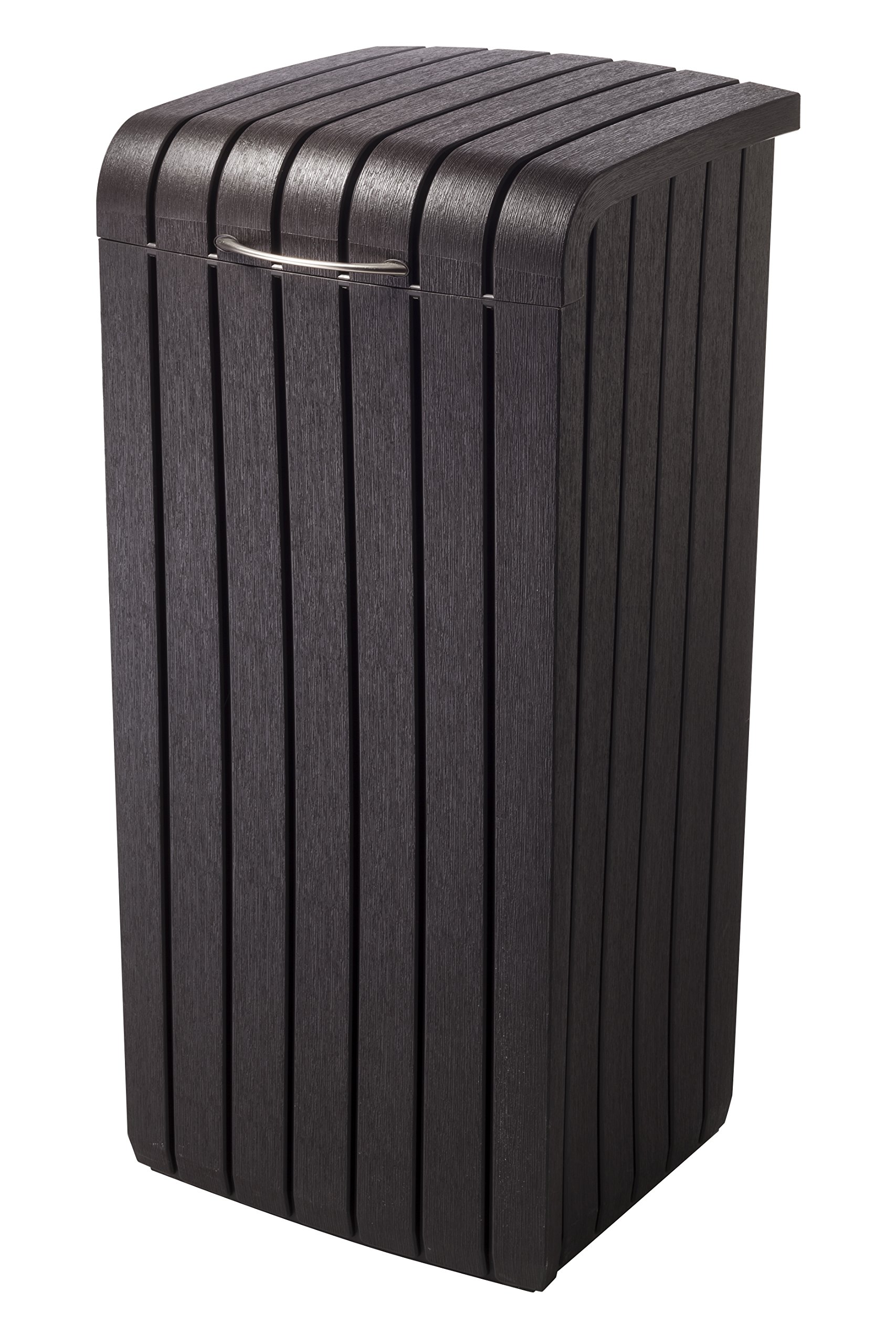 Keter 232126 Large Outdoor Trash Can with Lid - 50 Gallon Brown Garbage Bin for Patio, Backyard, Deck & Outdoor Kitchen | Durable & Weather-Resistant for Waste Management