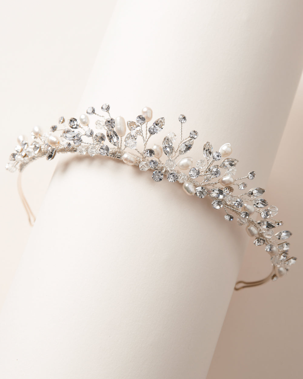 Aspen Pearl & Crystal Tiara – Elegant Bridal Headpiece for Weddings, Prom, and Special Occasions