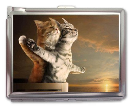 Funny Titanic Cat Cigarette Case with Lighter & Wallet - Multi-Purpose Business Card Holder for Men | Novelty Smoking Accessories & Unique Gift Idea for Parties, Travel and Everyday Use