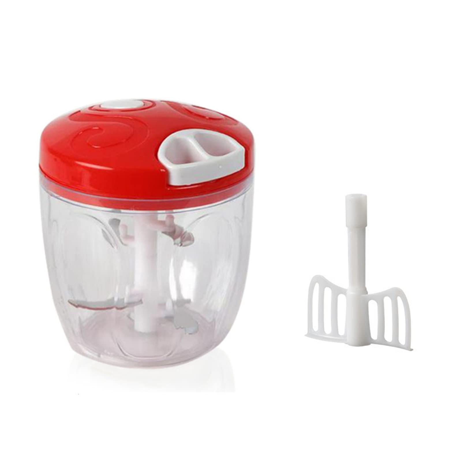 JLLidcy 900ML Manual Meat Grinder - High Speed Vegetable Fruit Shredder, Garlic Chopper & Food Processor - Red (Ideal for Kitchen, Camping & Meal Prep)