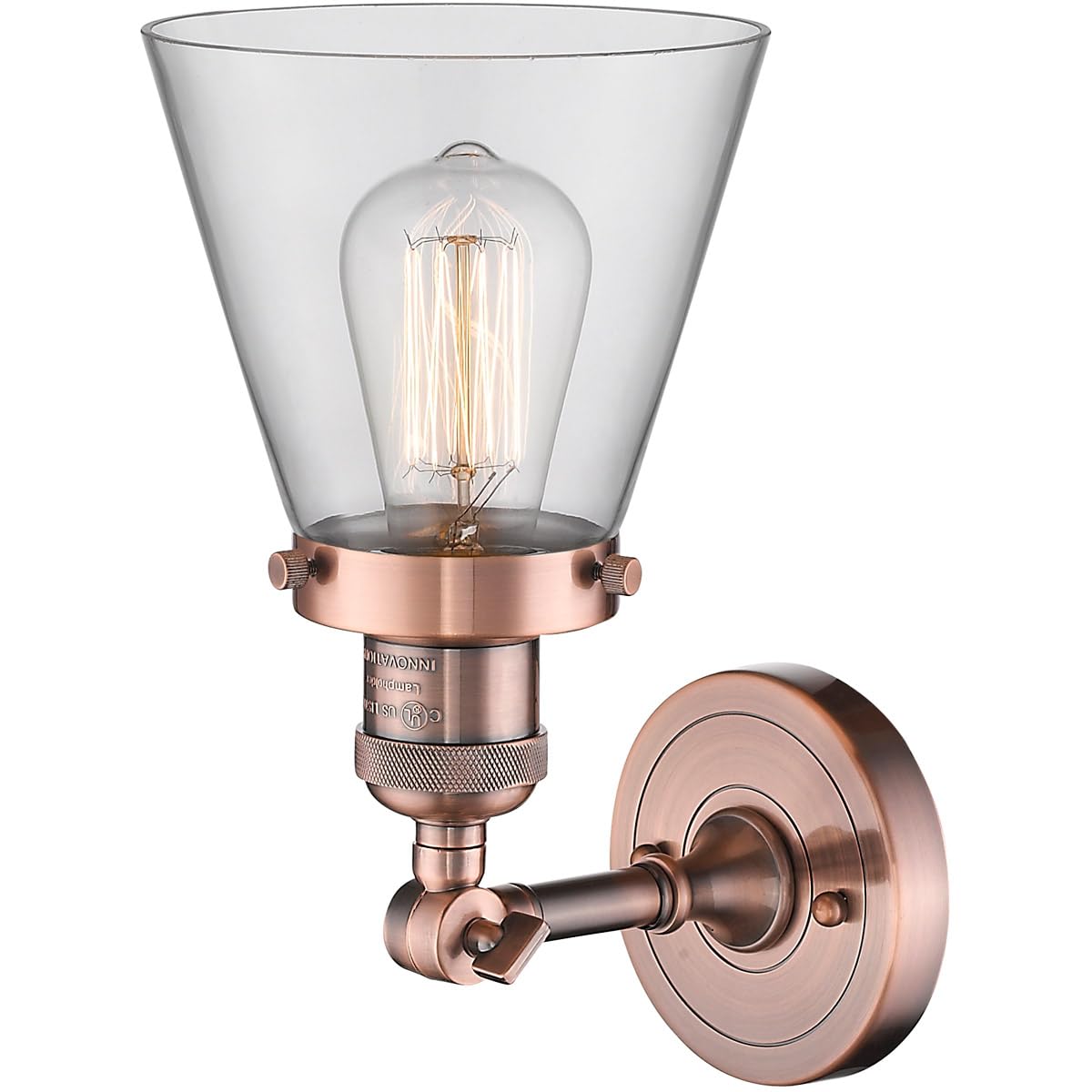 Innovations 201F-AC-G62-LED Semi-Flush Mount Ceiling Light Fixture - Antique Copper Finish, Energy Efficient LED Lighting for Bedroom, Hallway & Entryway