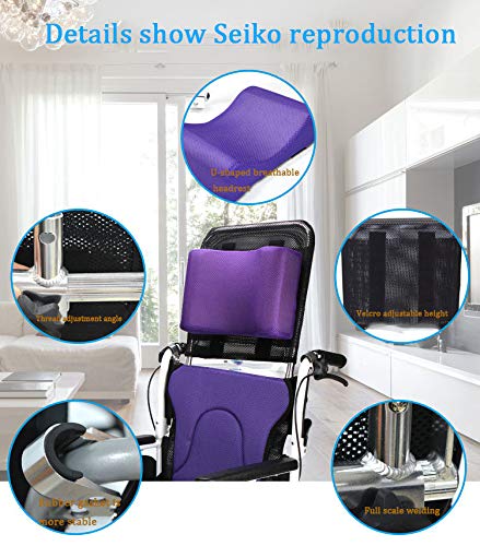 Adjustable Removable Wheelchair Headrest & Neck Support Cushion - Universal Fit for Elderly & Disabled (16