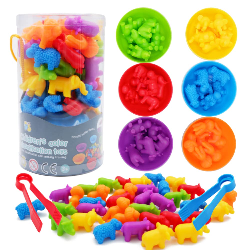 JOCHA Color Sorting and Counting Animals Toys for Toddlers 3-5 Years Old - Preschool Montessori Math Learning Game, Sensory Educational Toys for Boys & Girls - Perfect for Classroom, Homeschool & Playroom Activities