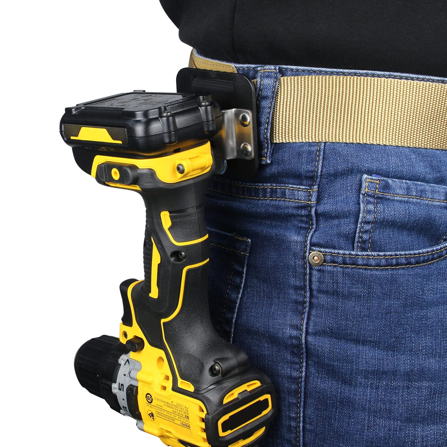 TOPOWN 2Pcs Low-Profile Drill Holder for Tool Belt - Quick Release Clip Fits Up to 2