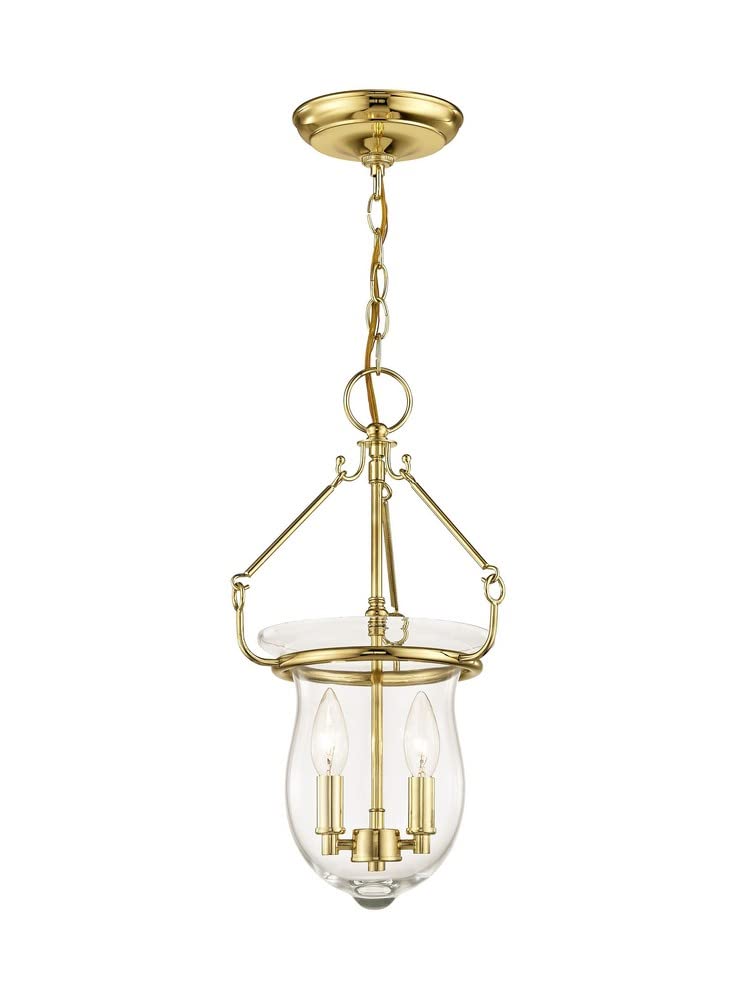 Livex Lighting 50294-91 Brushed Nickel Pendant Light Fixture with Clear Glass Shade - Modern Ceiling Light for Kitchen Island, Dining Room, and Entryway