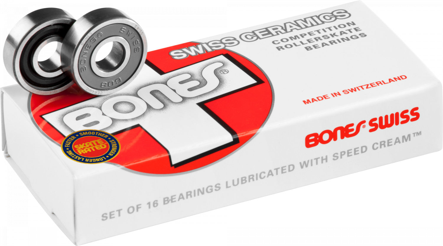 Bones Swiss Ceramic 8mm Skateboard Bearings - High Speed Precision Bearings for Skateboards, Longboards & Roller Skates - Perfect for Street Skating, Park Riding & Downhill Racing