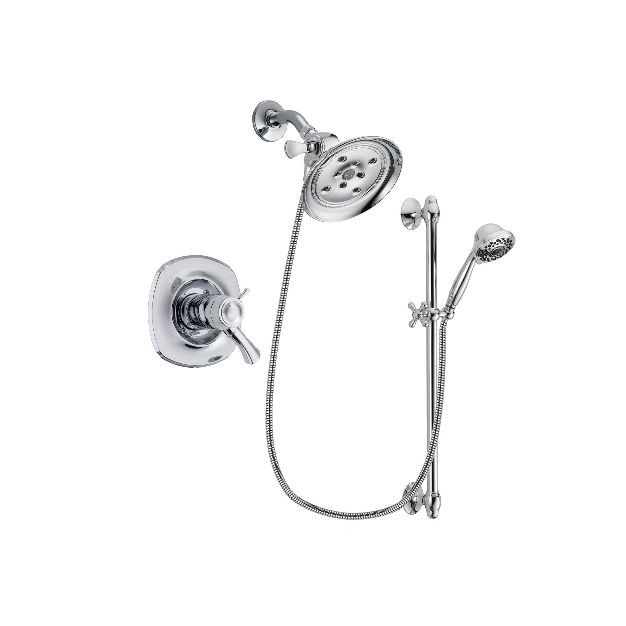 Delta Addison Chrome Finish Thermostatic Shower Faucet System with Large Rain Showerhead & 7-Spray Handheld Shower - Complete Package with Slide Bar & Rough-in Valve (DSP0636V) - Perfect for Modern Bathroom Renovations & Spa-Like Shower Experience