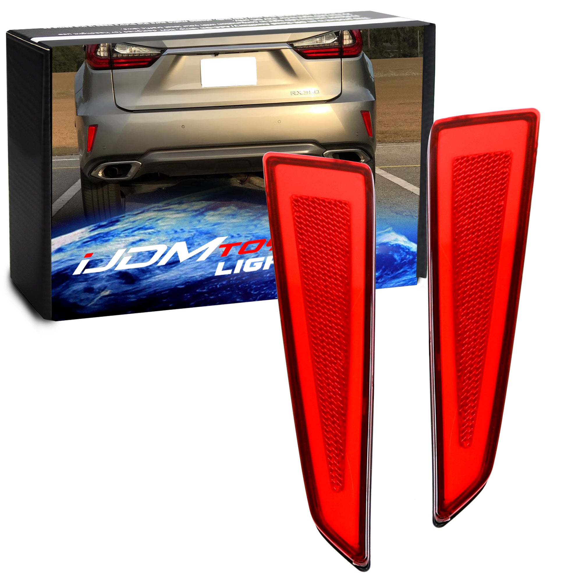 2 Layer Design Red Rear Bumper Reflector Lenses For Lexus RX350 RX450h 2015-2019 Models - High Visibility Safety Upgrade for Night Driving & Parking