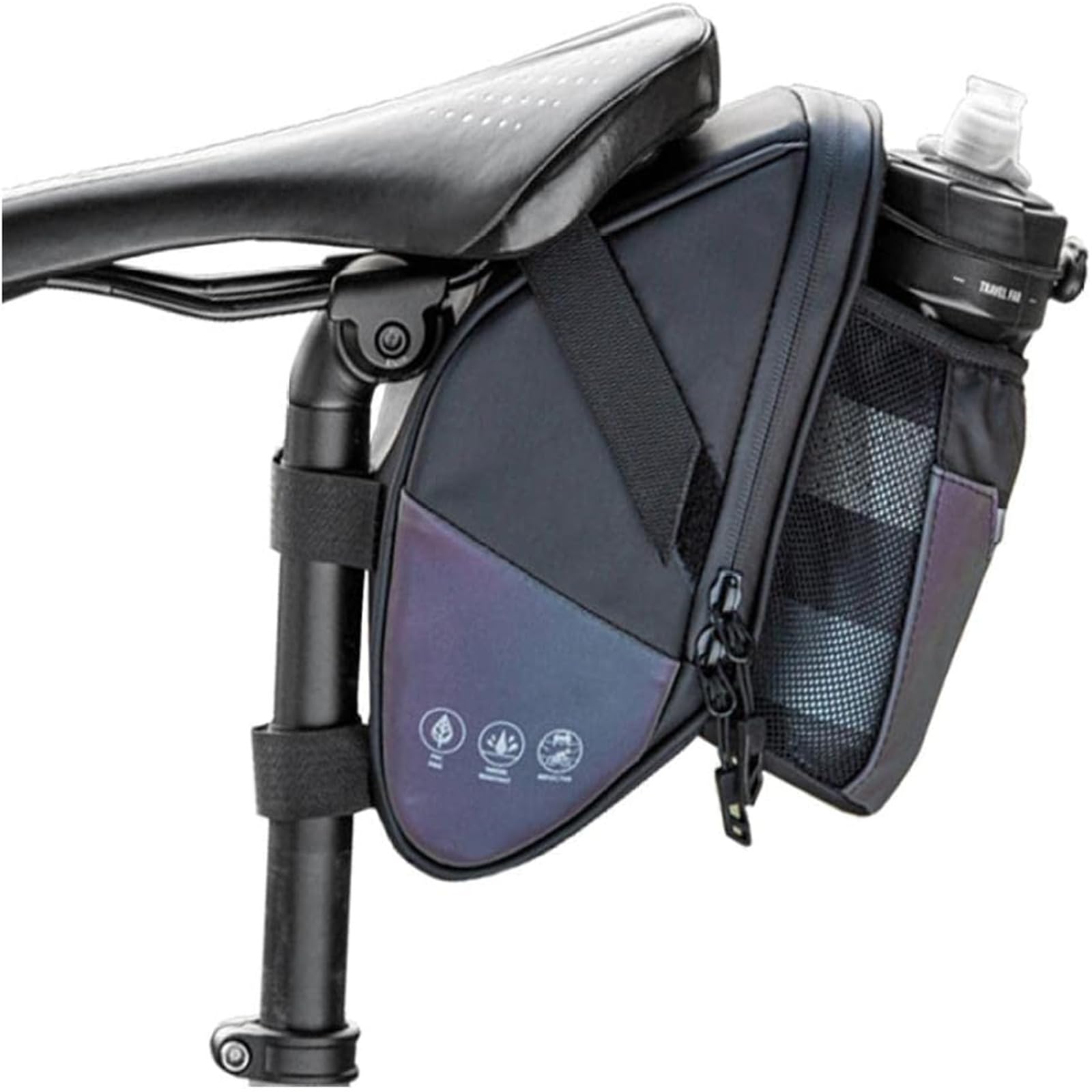 **Waterproof Bike Saddle Bag with Water Bottle Pouch - 1.5L Under Seat Storage for Mountain & Road Bicycles - Ideal for Commuting, Cycling & Outdoor Adventures**