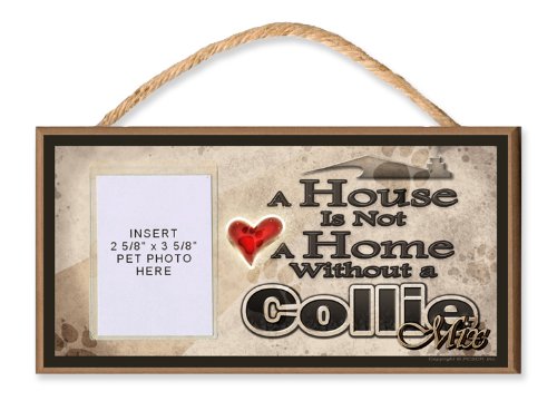 Collie Mix Wooden Dog Sign with Clear Photo Insert - Personalized Pet Memorial Gift for Home Decor, Dog Lover Housewarming Present