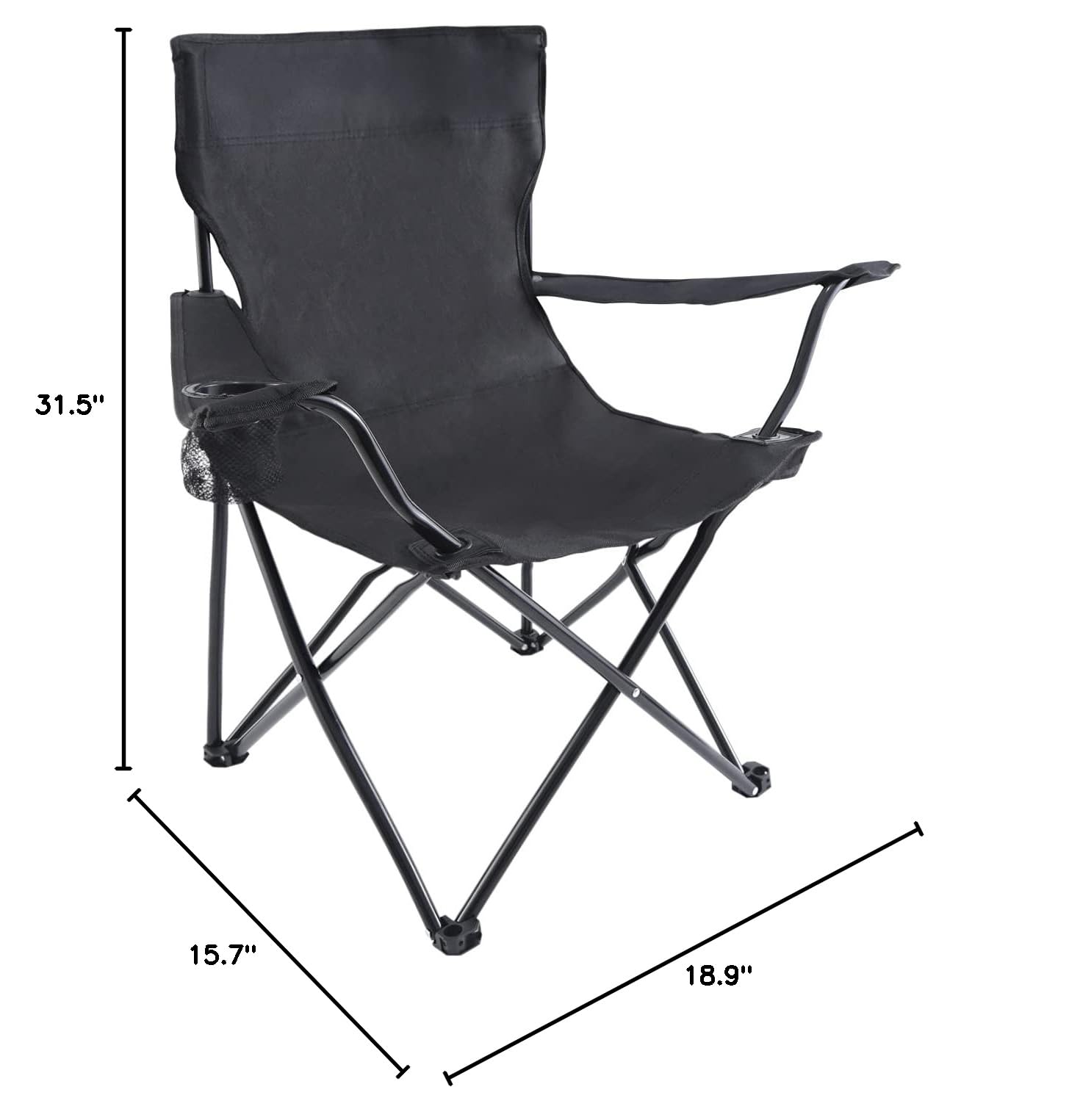 YSSOA Portable Folding Camping Chair - Lightweight Outdoor Chair for Hiking, Picnics, Beach, Fishing & Backyard (Black) | Compact Sports Chair with Carry Bag | Perfect for Camping, Travel & Outdoor Events