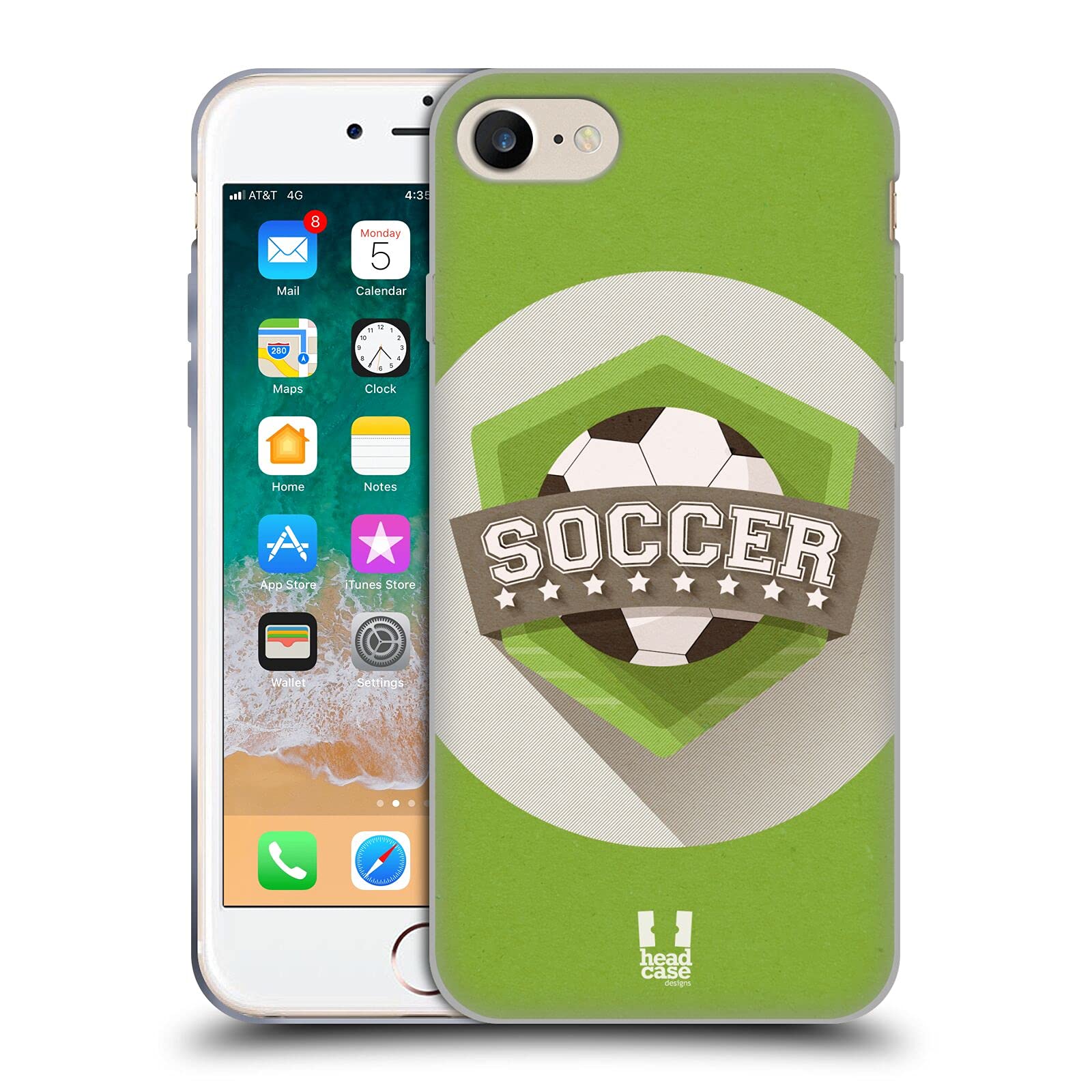 Soccer Sports Badge Soft Gel Phone Case Compatible with Apple iPhone 7/8/SE 2020 & 2022 - Durable Protective Cover for Soccer Fans, Players & Coaches - Perfect for Games, Training & Everyday Use