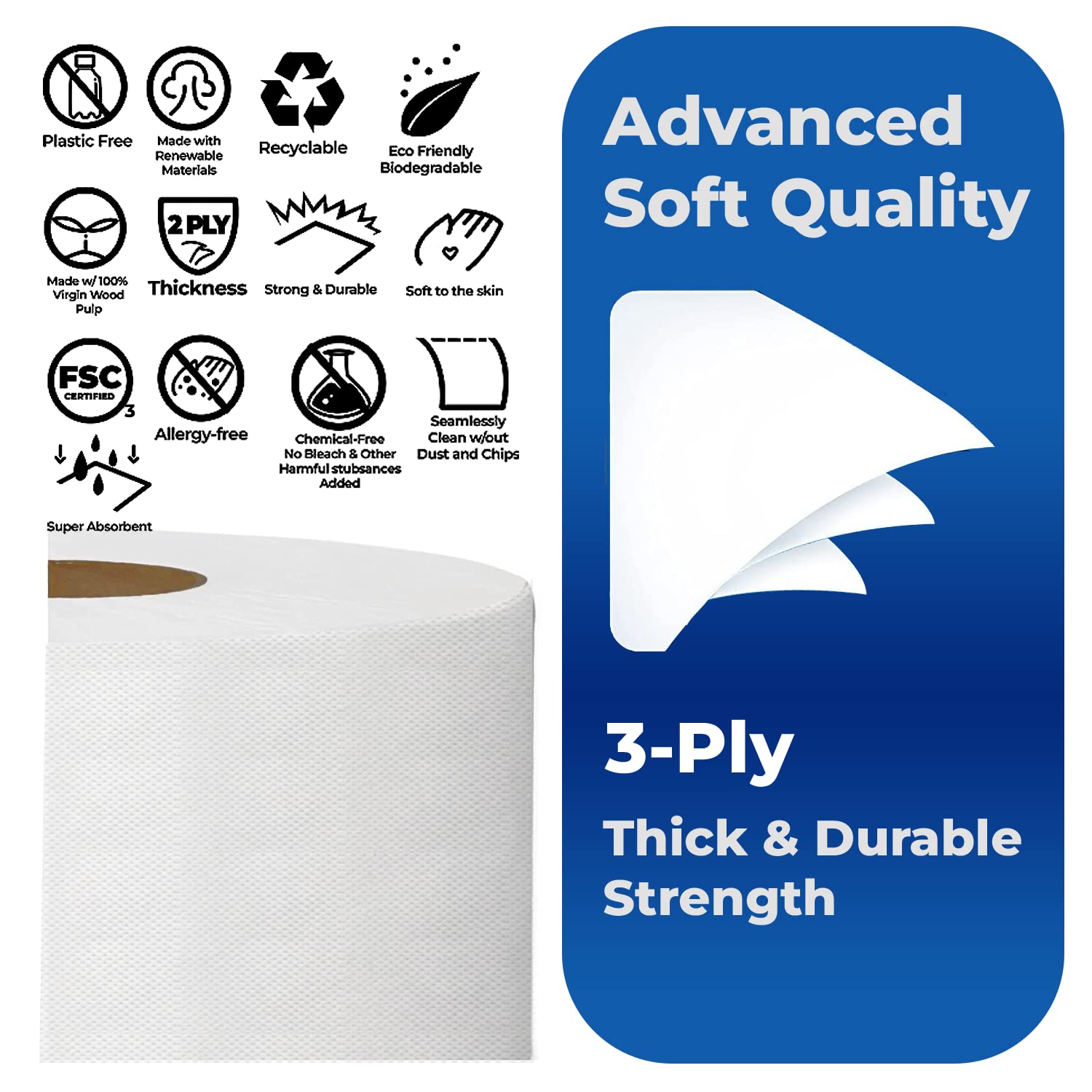 3-Ply Jumbo Toilet Paper Rolls - 9