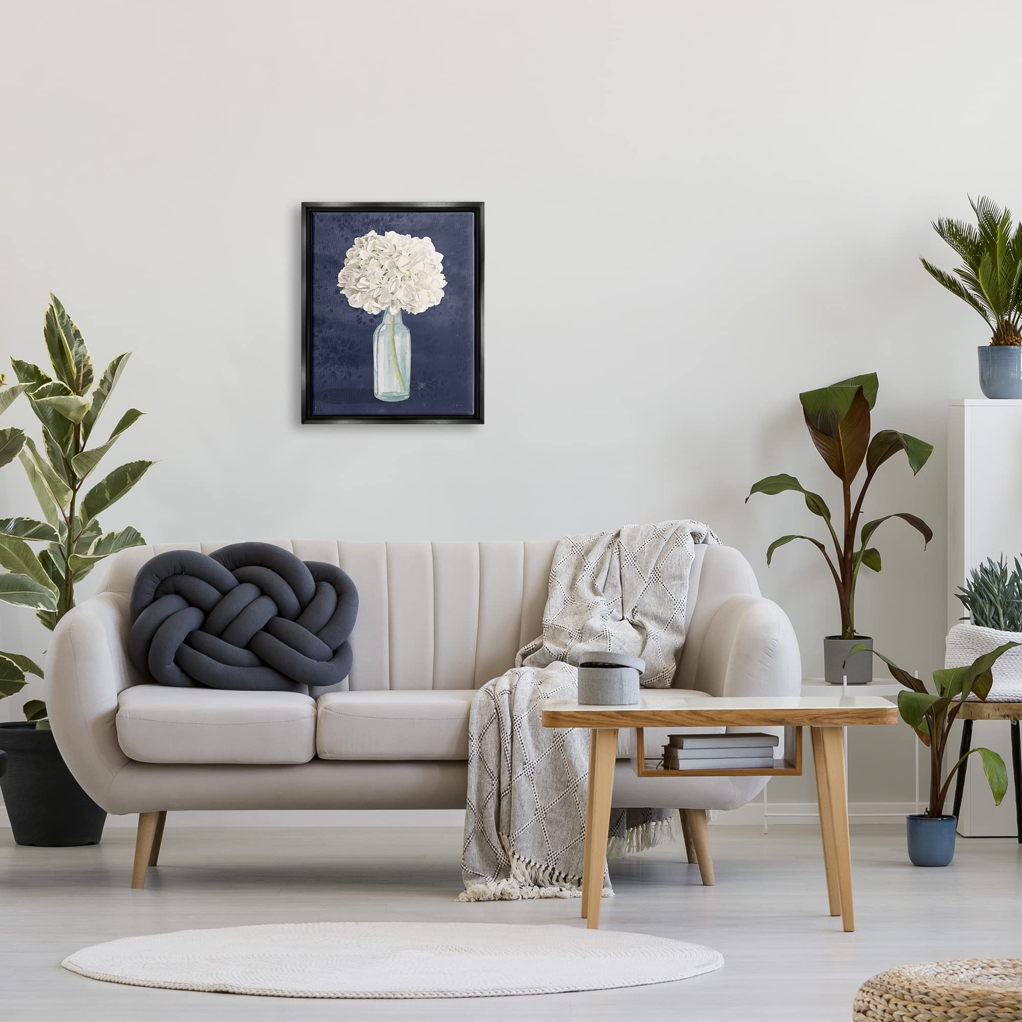Stunning White Floral Bouquet in Blue Bottle Painting by James Wiens - Elegant Wall Art for Living Room, Bedroom & Office Decor
