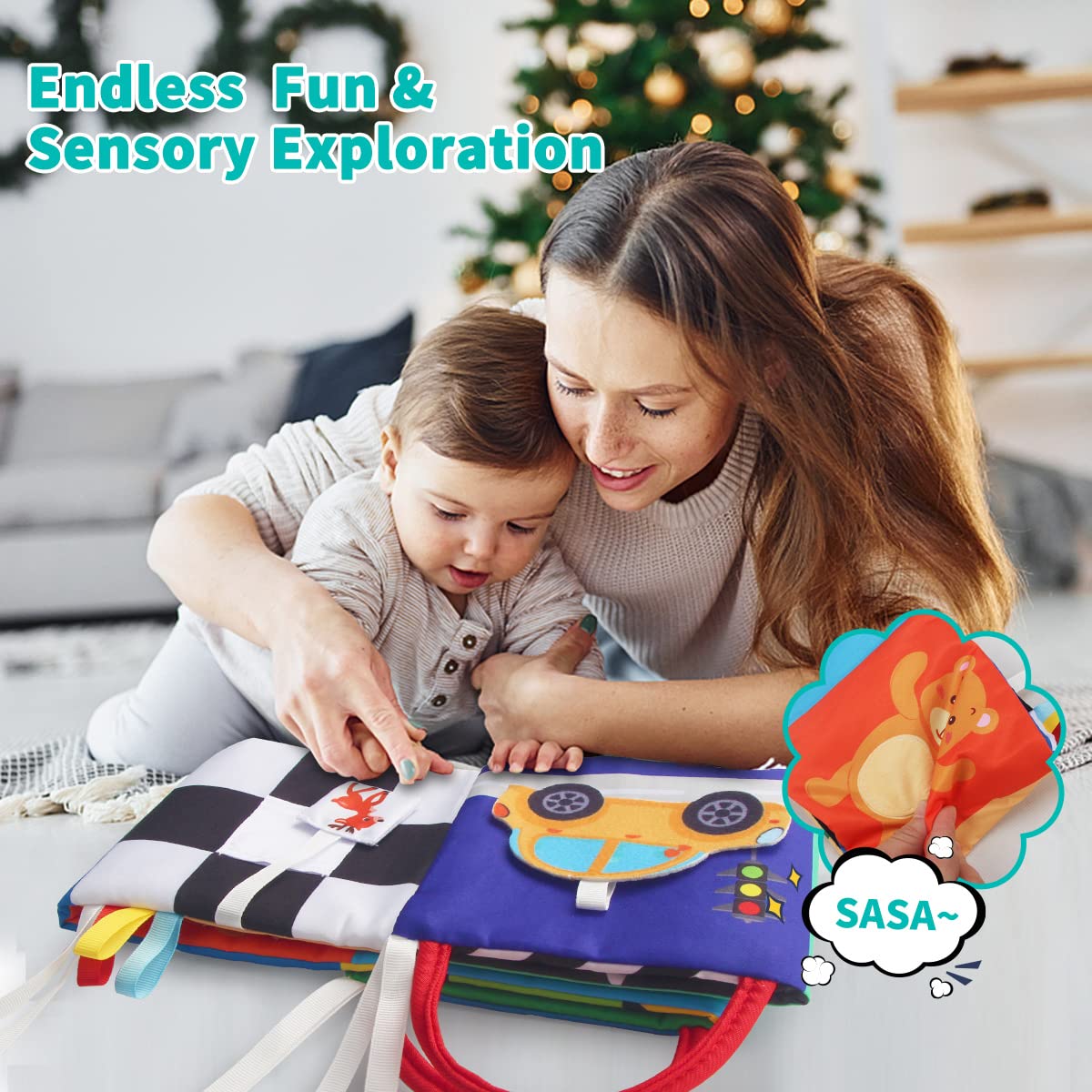Joyfia High Contrast Baby Books & Sensory Cloth Toys for 0-18 Months - Infant Tummy Time, Car Seat & Stroller Activity - Newborn Developmental Gift for Boys & Girls | Perfect for Early Learning & Travel Entertainment