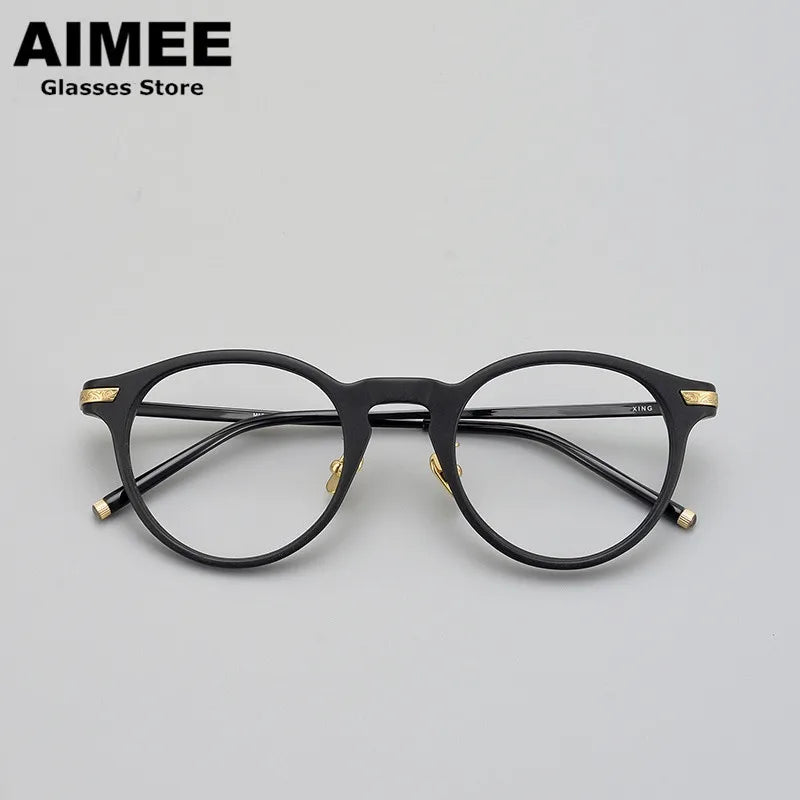 Aimee Unisex Full Rim Round Titanium Acetate Eyeglasses 84994 - Lightweight & Durable Frame for Men & Women - Perfect for Reading, Work & Everyday Use