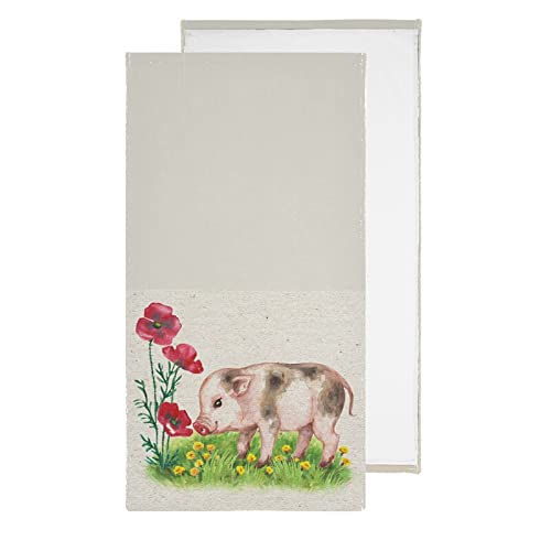 Vintage Poppy Flowers Kitchen Hand Towels Set of 2 - Absorbent Soft Dish Cloths & Washcloths for Spring Summer Decor - Perfect for Kitchen, Bathroom & Seasonal Home Decorating