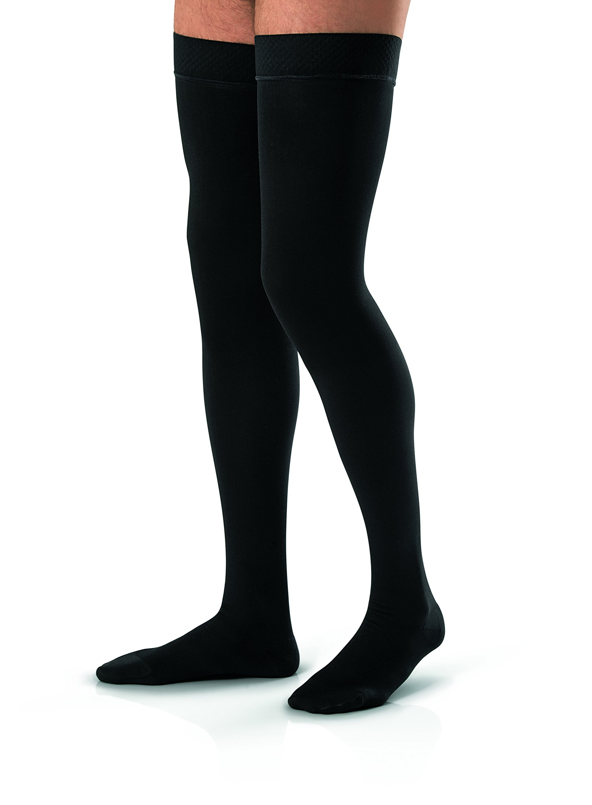 JOBST for Men Thigh High 20-30 mmHg Compression Stockings - Ribbed Dress Socks, Closed Toe, X-Large, Black - Ideal for Varicose Veins, Edema & Post-Surgery Recovery