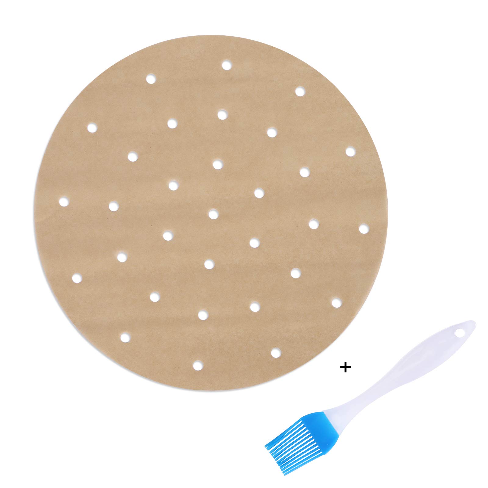 200Pcs Unbleached 8-Inch Round Air Fryer Liners - Parchment Paper & Bamboo Steamer Liners for Air Fryer, Steaming Basket, Pans - Perforated, Non-Stick, Waterproof - Easy Cleanup - Perfect for Healthy Cooking, Meal Prep & Party Snacks