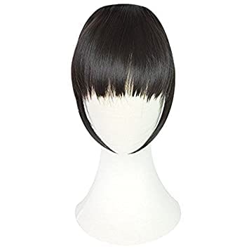 KAVIN Clip-In Synthetic Hair Bangs | Natural Black Brown Hair Fringe Extension for Women & Girls | Perfect for Cosplay, Daily Wear & Hairstyling