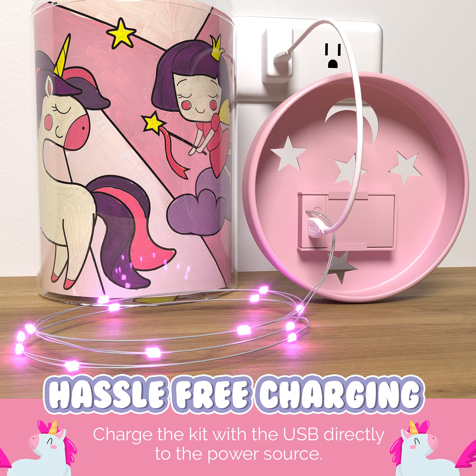 Magical Unicorn Lantern Kit with Fairy Lights - DIY Painting & Decor Set for Kids & Girls - Perfect for Bedroom Decor, Birthday Gifts & Creative Playtime