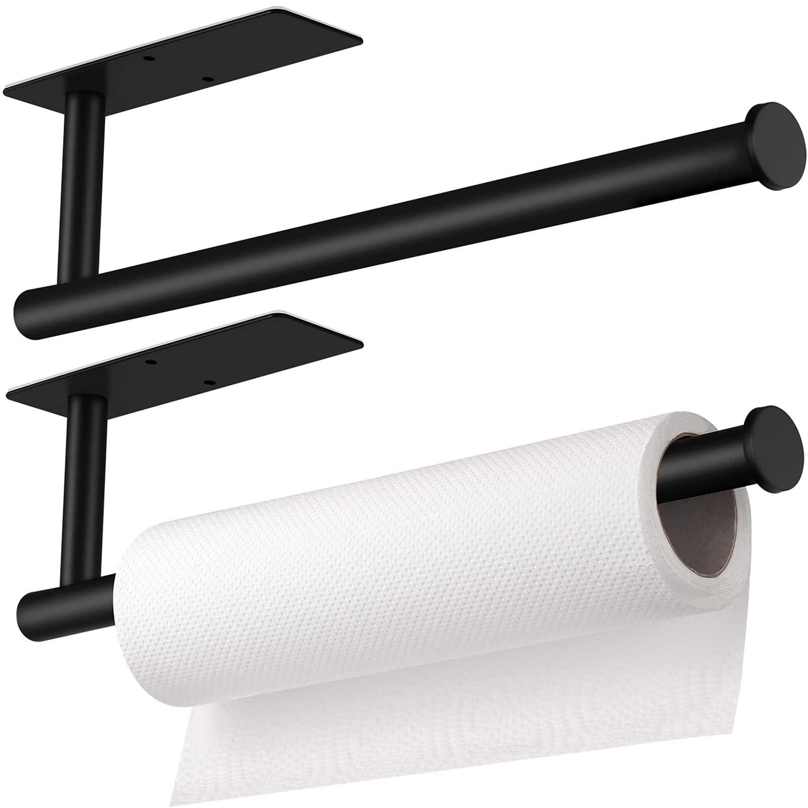 2-Pack Adhesive Wall Mount Paper Towel Holders - Under Cabinet Kitchen Organizer for Counter, Pantry, Sink & Bathroom | Space-Saving Home & Office Storage Solution