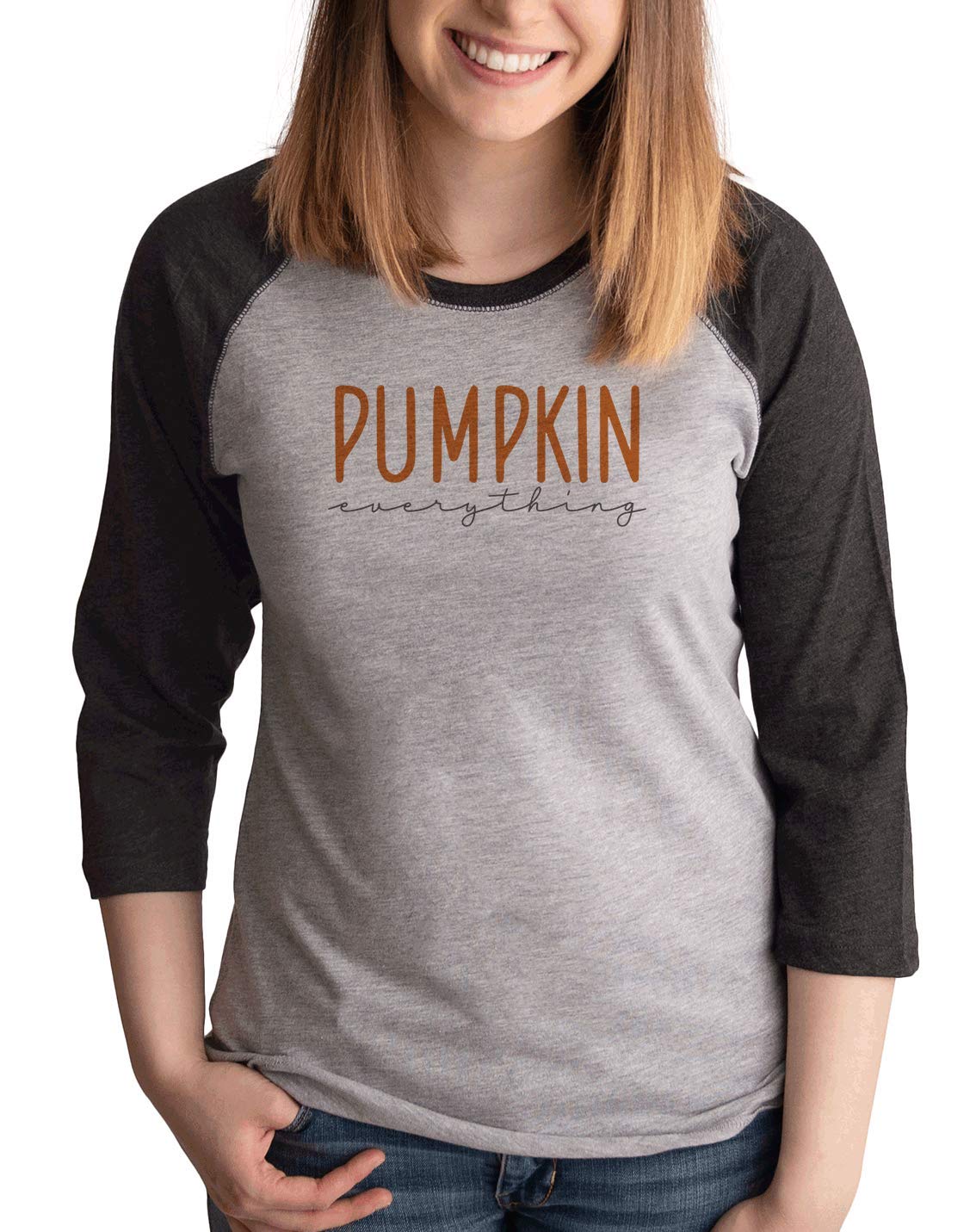 7 ate 9 Apparel Women's Pumpkin Everything Shirt - Fall Fashion Long Sleeve T-Shirt for Autumn & Halloween Outfits | Cozy Thanksgiving & Seasonal Holiday Wear