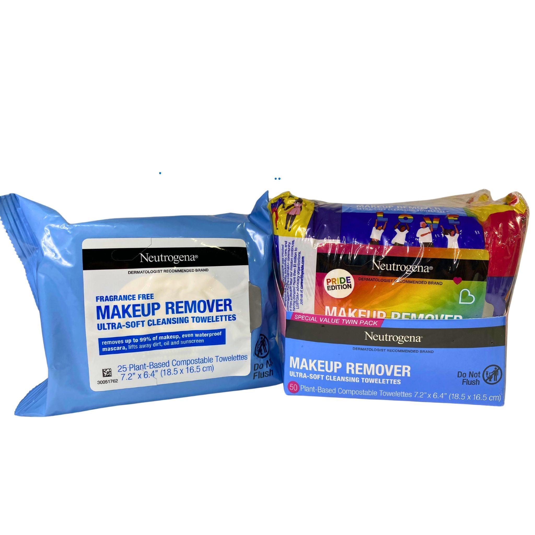 Neutrogena Makeup Remover Wipes - 34 Count (Single Packs & Twin Pack) | Gentle Cleansing for Face & Eyes | Perfect for Travel, Gym & Quick Makeup Removal