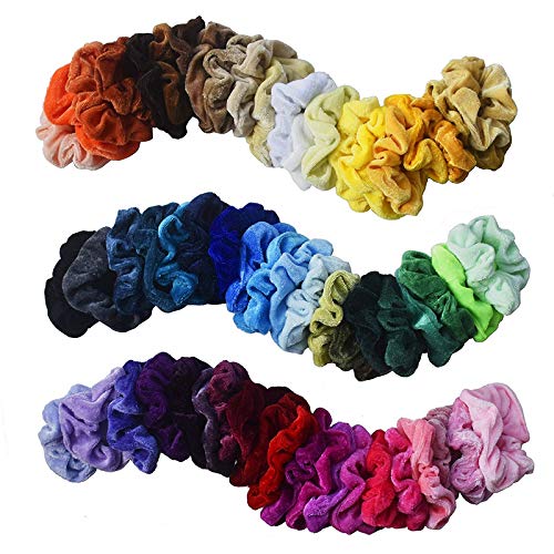 Velvet Hair Scrunchies for Women - 12 Pack Multi-Colored Hair Ties | Gym & Daily Use