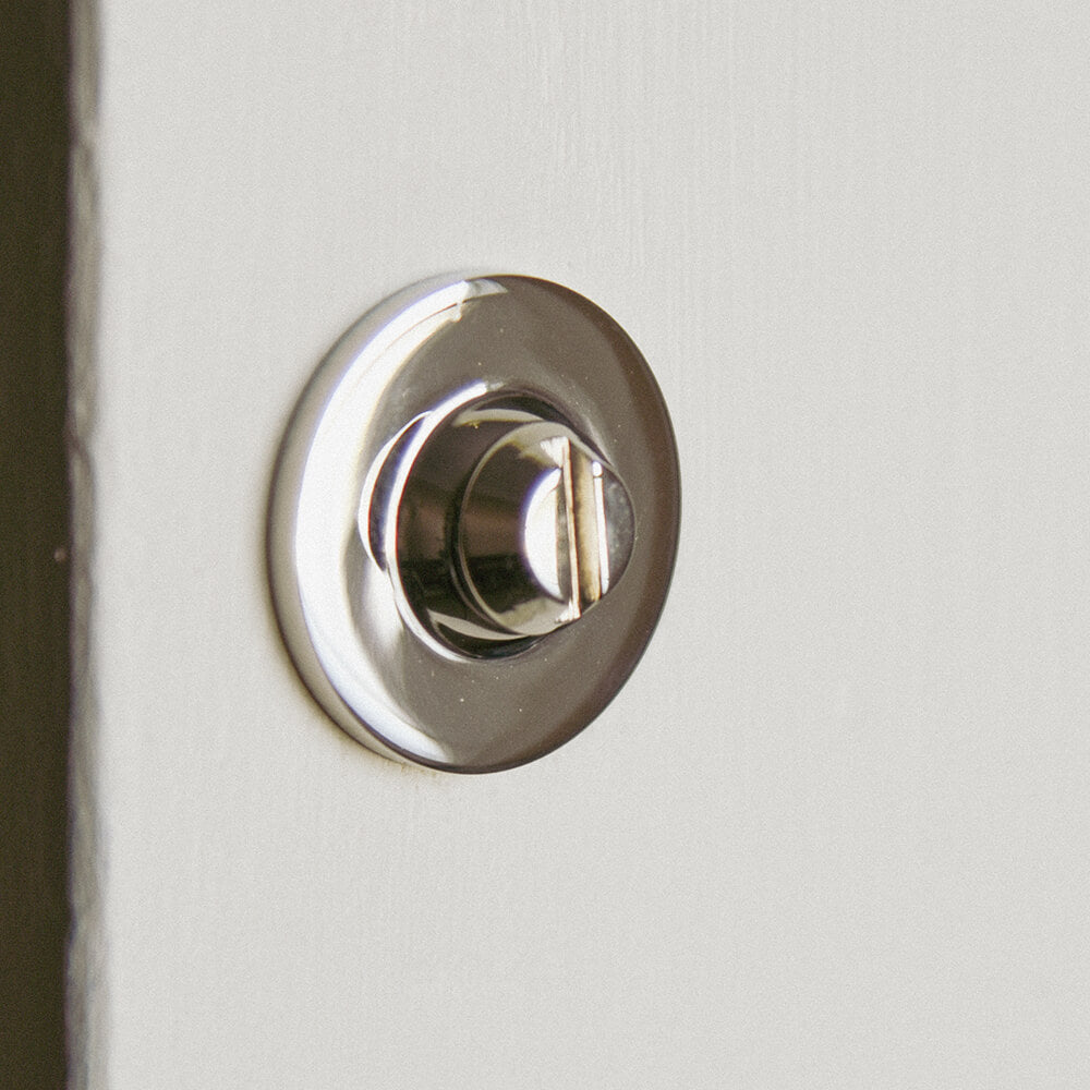 Polished Nickel Oval Bathroom Thumbturn Lock - Modern Privacy Door Knob for Bathroom & Bedroom - Easy Installation & Durable Finish
