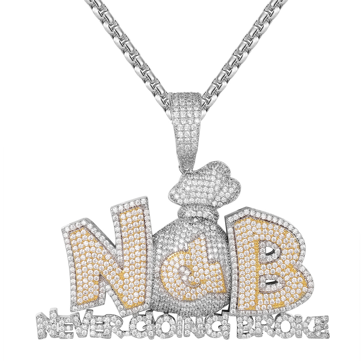 Silver & Gold Two-Tone Hip Hop Pendant Necklace - Gangsta Bling Jewelry for Men - Perfect for Rappers, Streetwear Fashion & Urban Style