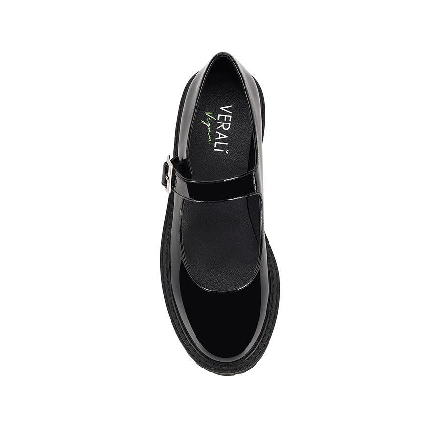 Nero Chunky Mary Jane Loafers for Women - Black Patent Leather Slip-On Shoes - Comfortable & Stylish for Work, Office & Casual Outfits