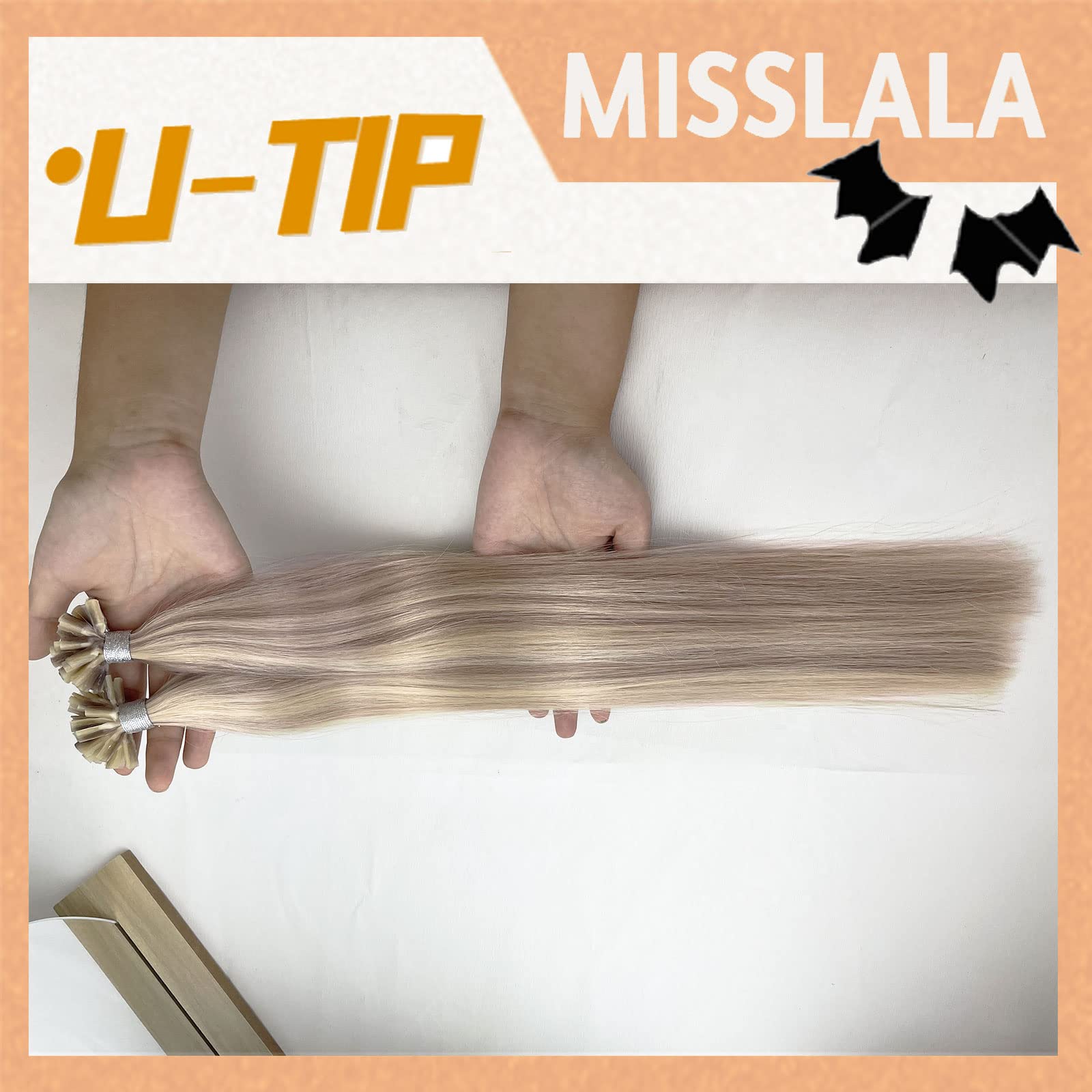18 Inch U-Tip Hair Extensions - Pre-Bonded 100% Remy Human Hair - #18/613 Ash Blonde & Bleach Blonde Mix - Keratin Tip Fusion Extensions - 50g/50 Strands - Perfect for Daily Wear, Parties & Special Occasions