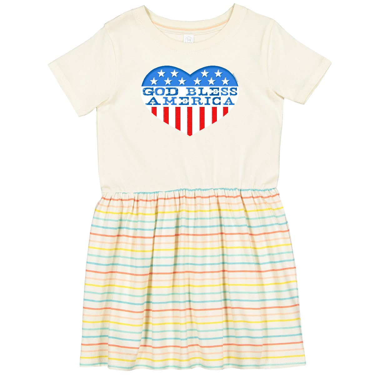 Inktastic God Bless America Heart Toddler Dress - Patriotic Baby Girl Outfit for 4th of July, Memorial Day & Independence Day Celebrations