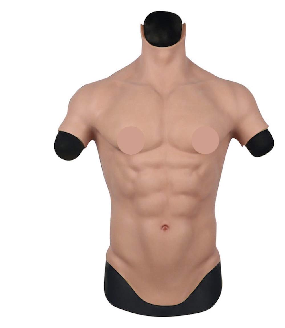 Realistic Male Silicone Chest Muscle Vest - Soft Abdominal Simulation Skin for Cosplay, Halloween Costumes & Bodybuilding Training