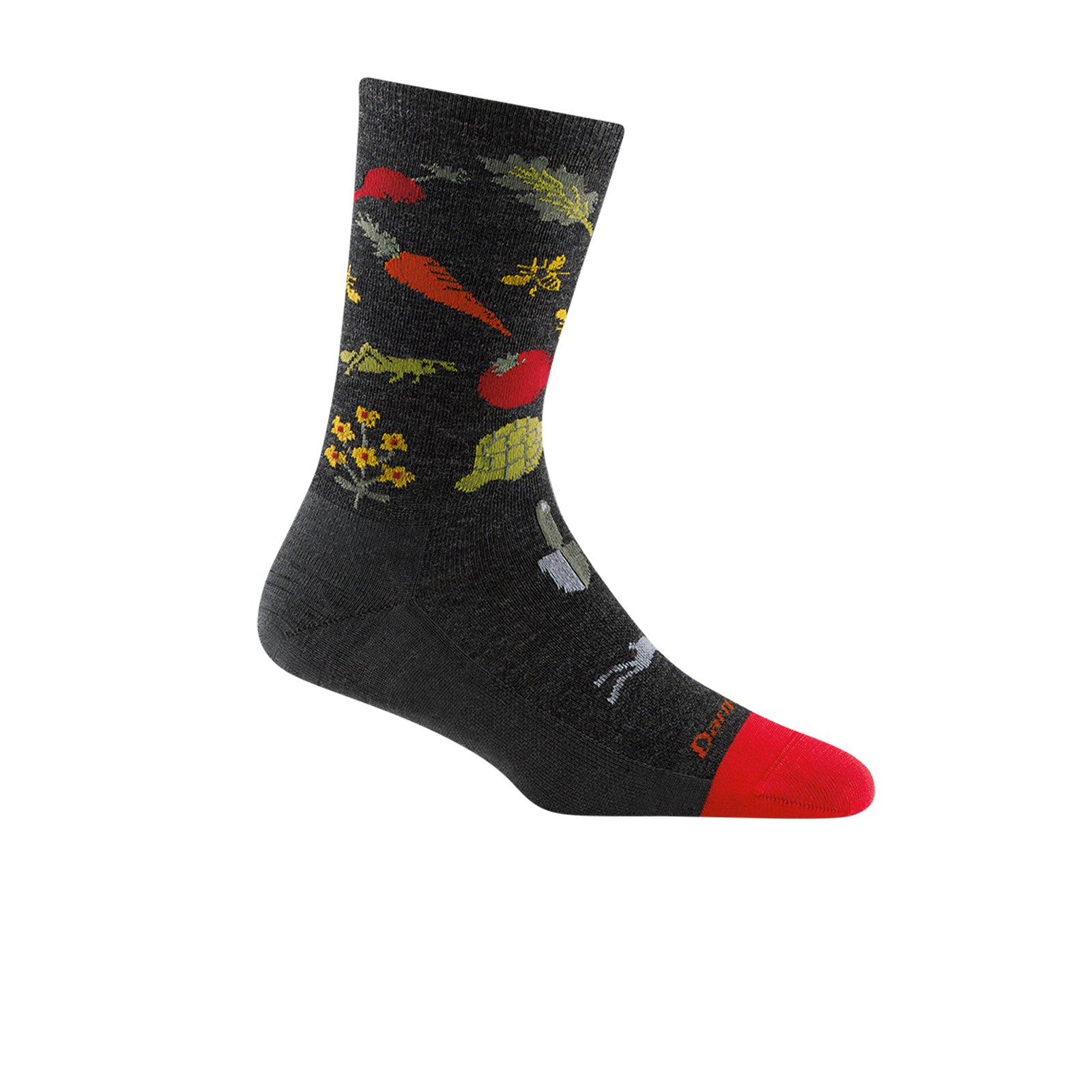 Darn Tough Women's Lightweight Crew Socks - Farmer's Market Collection - Charcoal Grey for Hiking, Running & Everyday Comfort