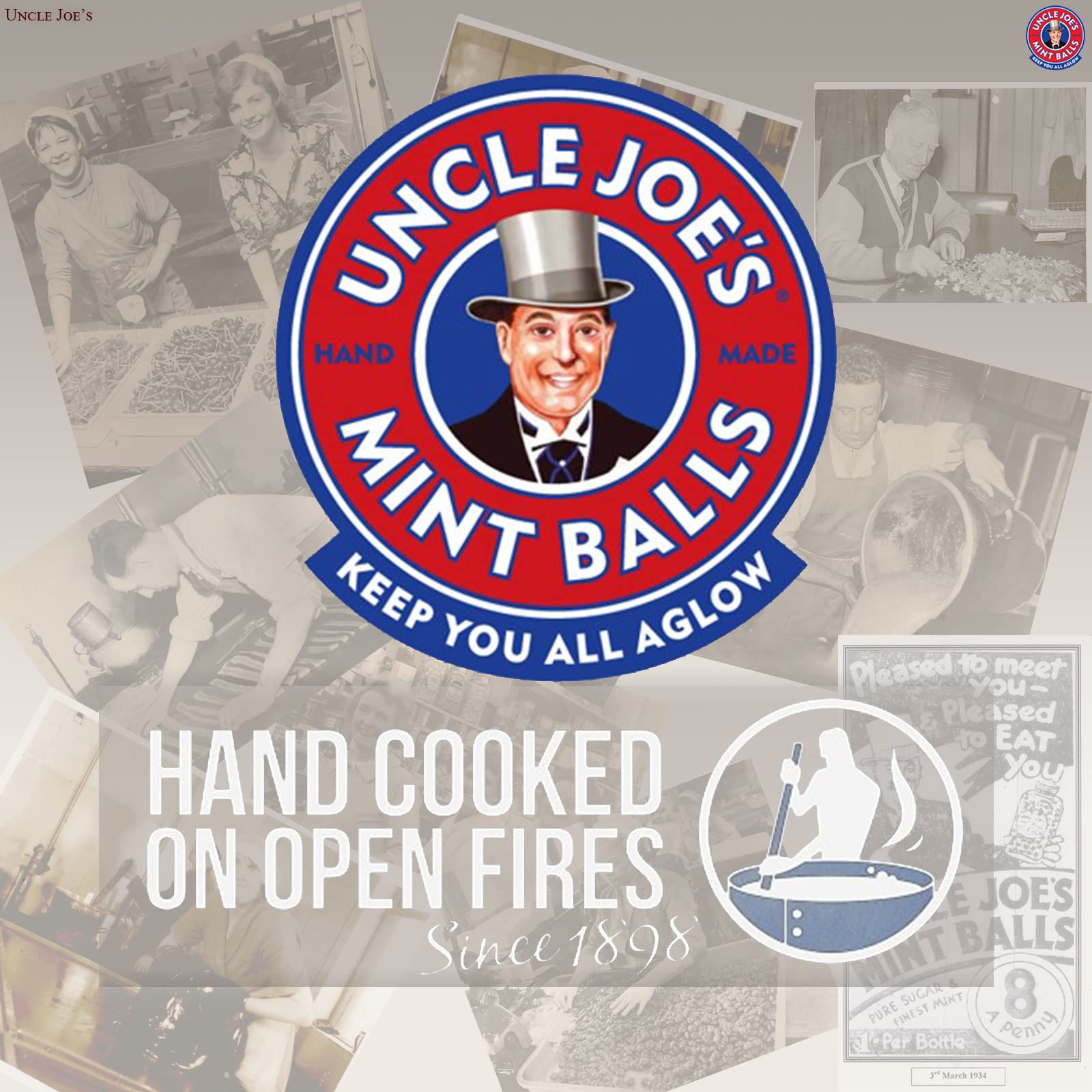 Uncle Joe's Mint Balls - Traditional British Hard Candy in Tin | Gluten Free, Vegan & Natural Mints | Handmade in UK | Individually Wrapped Sweets | Perfect for Gifts, Office Treats & After-Dinner Refreshment | 4.23oz (3-Pack)
