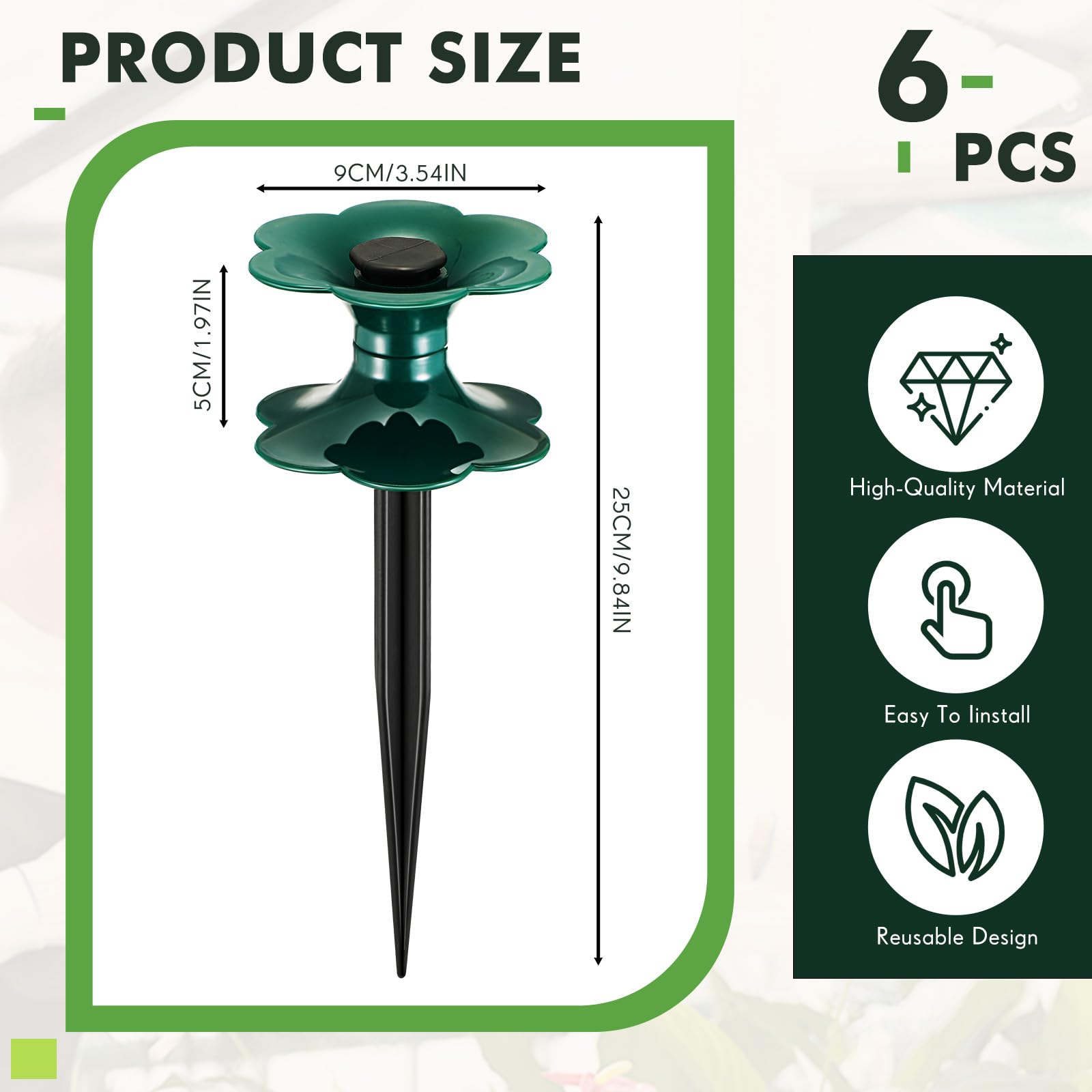 Blulu 6-Pack Heavy Duty Garden Hose Guide Spikes - 9.84 Inch Flower Shaped Hose Holder Stand with Stake for Yard, Lawn & Plant Protection | Keeps Hoses Organized & Prevents Damage to Flower Beds | Perfect for Garden Maintenance, Landscaping & Outdoor Watering Systems