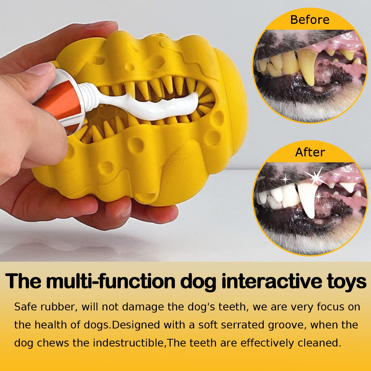 **Durable Indestructible Dog Chew Toys for Aggressive Chewers - Large & Medium Breeds, Interactive Treat Dispenser & Slow Feeder - Heavy Duty Rubber Teeth Cleaning Puzzle Toy for Playtime & Training**