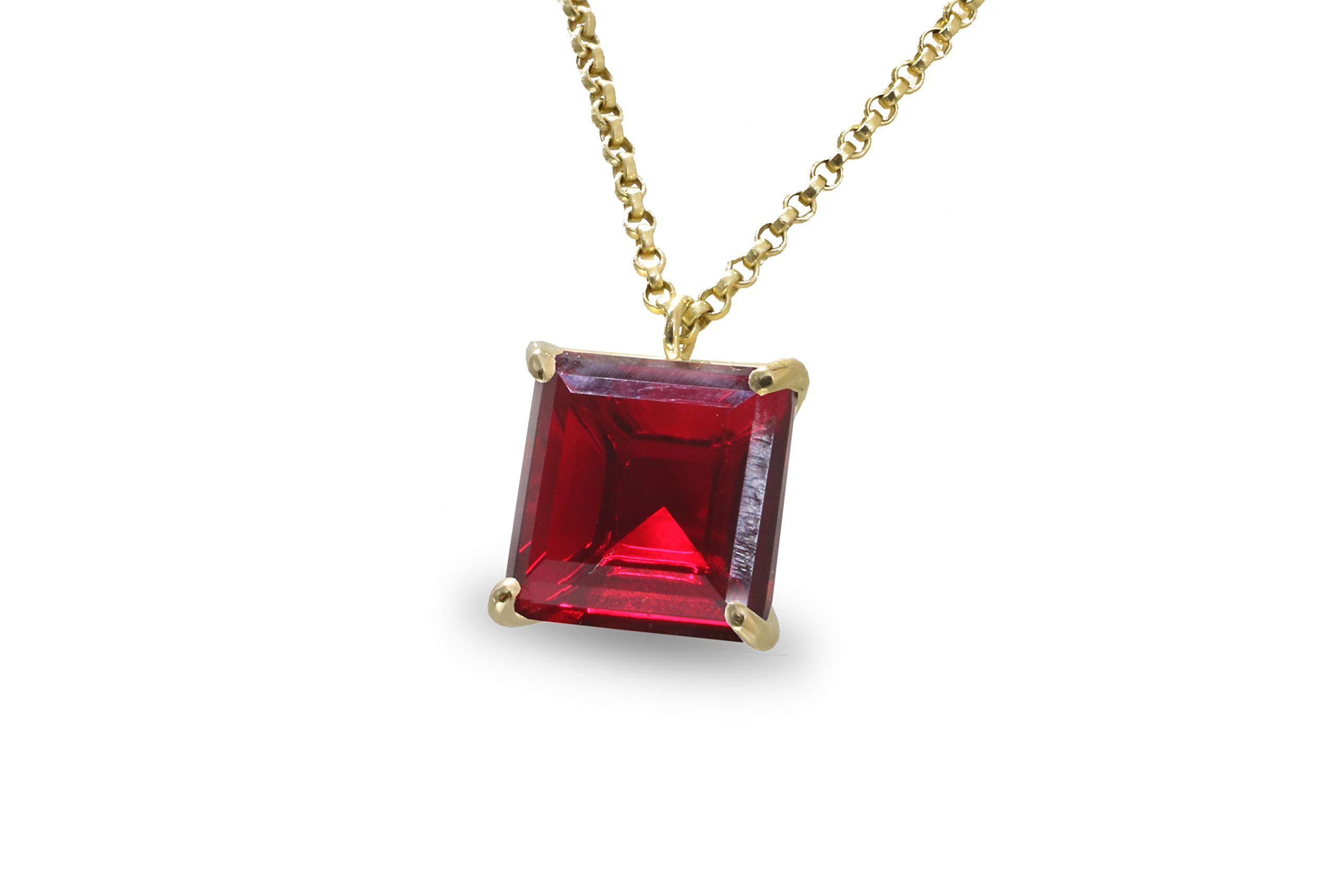 14K Yellow Gold Vibrant Garnet Necklace for Women - January Birthstone Jewelry - Handcrafted Custom Necklace Gift for Mom, Sister, Wife - Perfect for Everyday Wear, Special Occasions & Fashion Accessories
