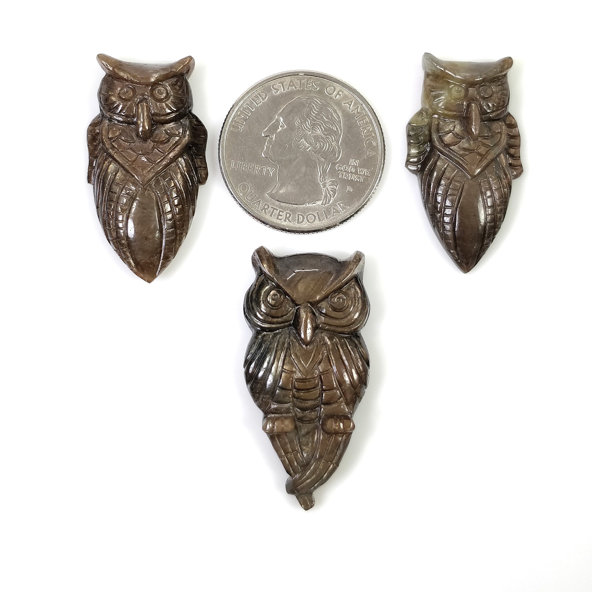 Natural Untreated Golden Brown Chocolate Sapphire Gemstone Carving - Hand Carved Owl Pendant for Jewelry Making & Collectors | Unique Gift for Birthdays, Anniversaries & Spiritual Healing