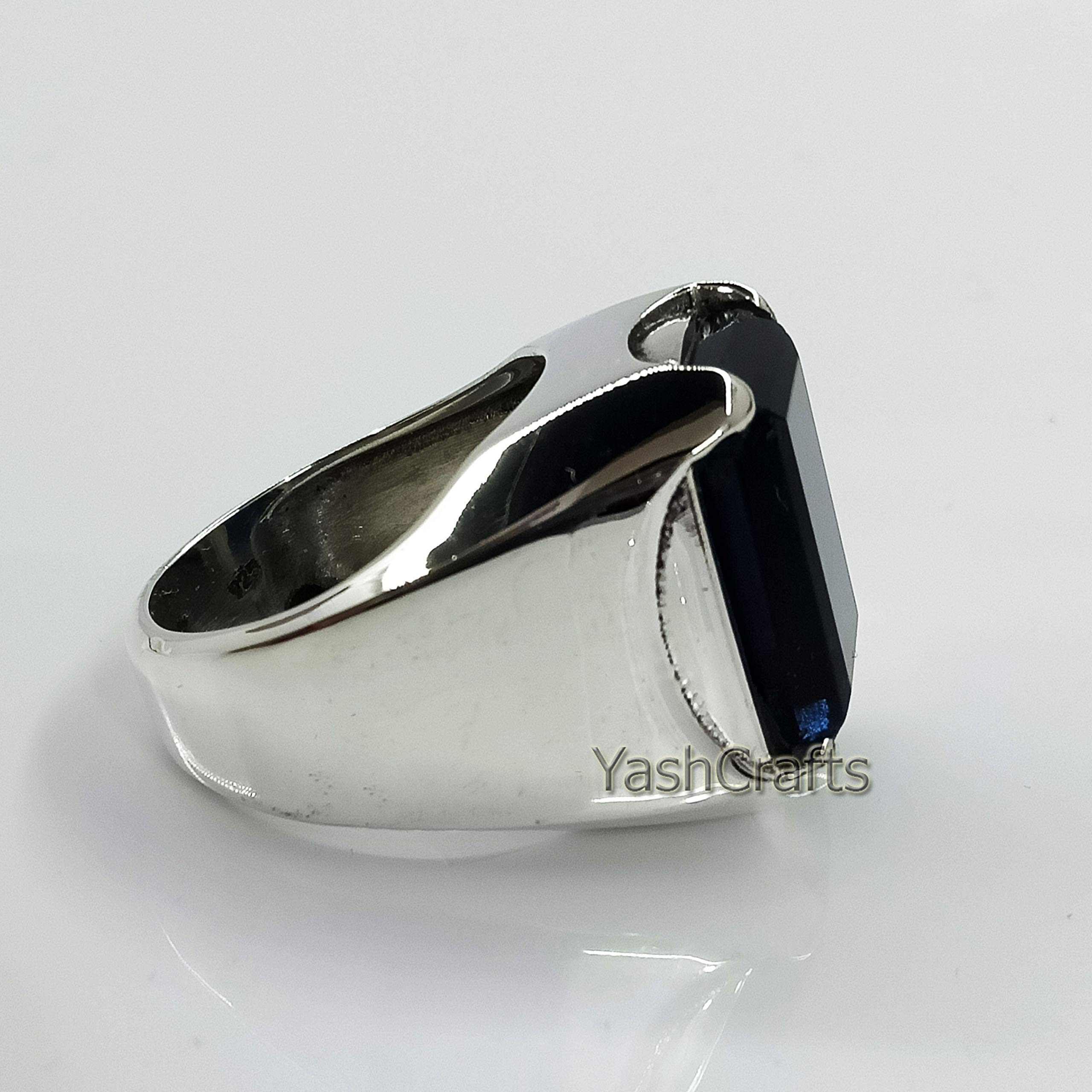 Hydro Blue Sapphire Ring for Men - 925 Sterling Silver Statement Ring | Engagement, Wedding & Anniversary Ring | Hydro Gemstone Jewelry Gift for Him - Perfect for Christmas, Proposals & Special Occasions