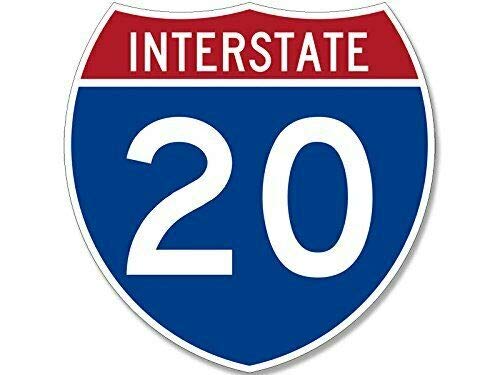 4x4 Inch Interstate 20 Road Sign Shaped Magnetic Vinyl Sticker - Perfect for Cars, Trucks, RVs & Texas Travel Enthusiasts (Dallas Highway Inspired Design)