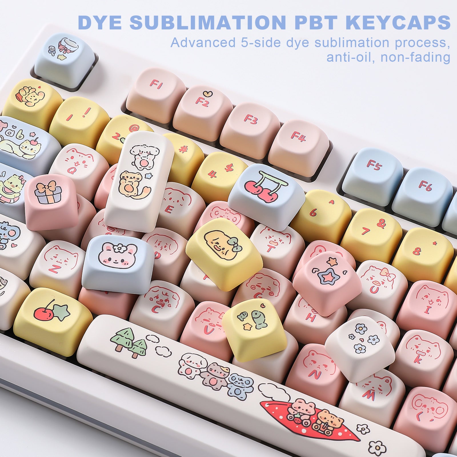 YUNZII Custom Keycap Set - Cherry MX Compatible, PBT Material, MOA Profile for Mechanical Keyboards - Perfect for Gaming, Typing & Office Use