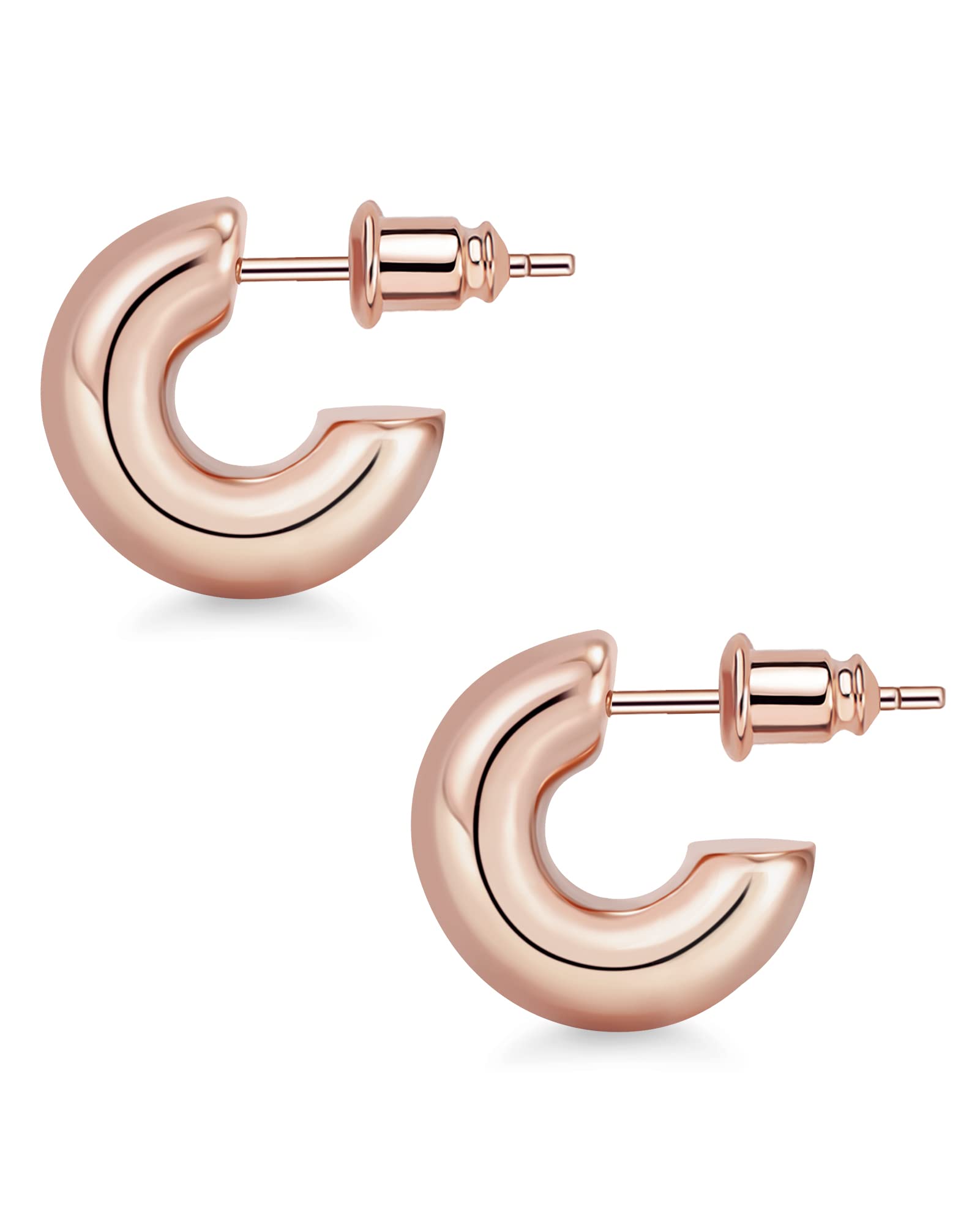 Chunky Gold Hoop Earrings for Women - 14K Real Gold Plated Thick Open Hoops, Lightweight Small Hoop Earrings | Perfect for Everyday Wear, Parties & Gifts