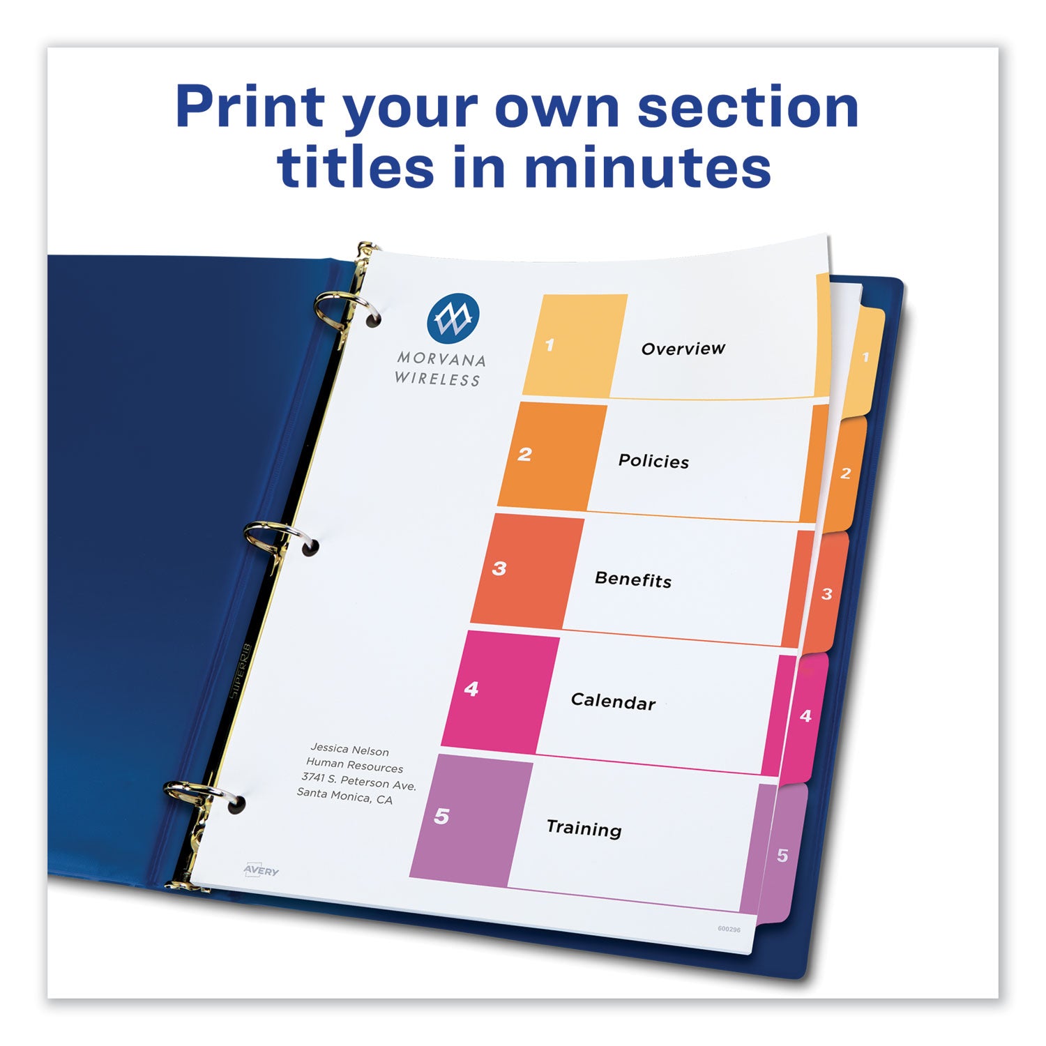Avery Customizable TOC Ready Index Multicolor Tab Dividers - 5 Tabs (1-5), 11