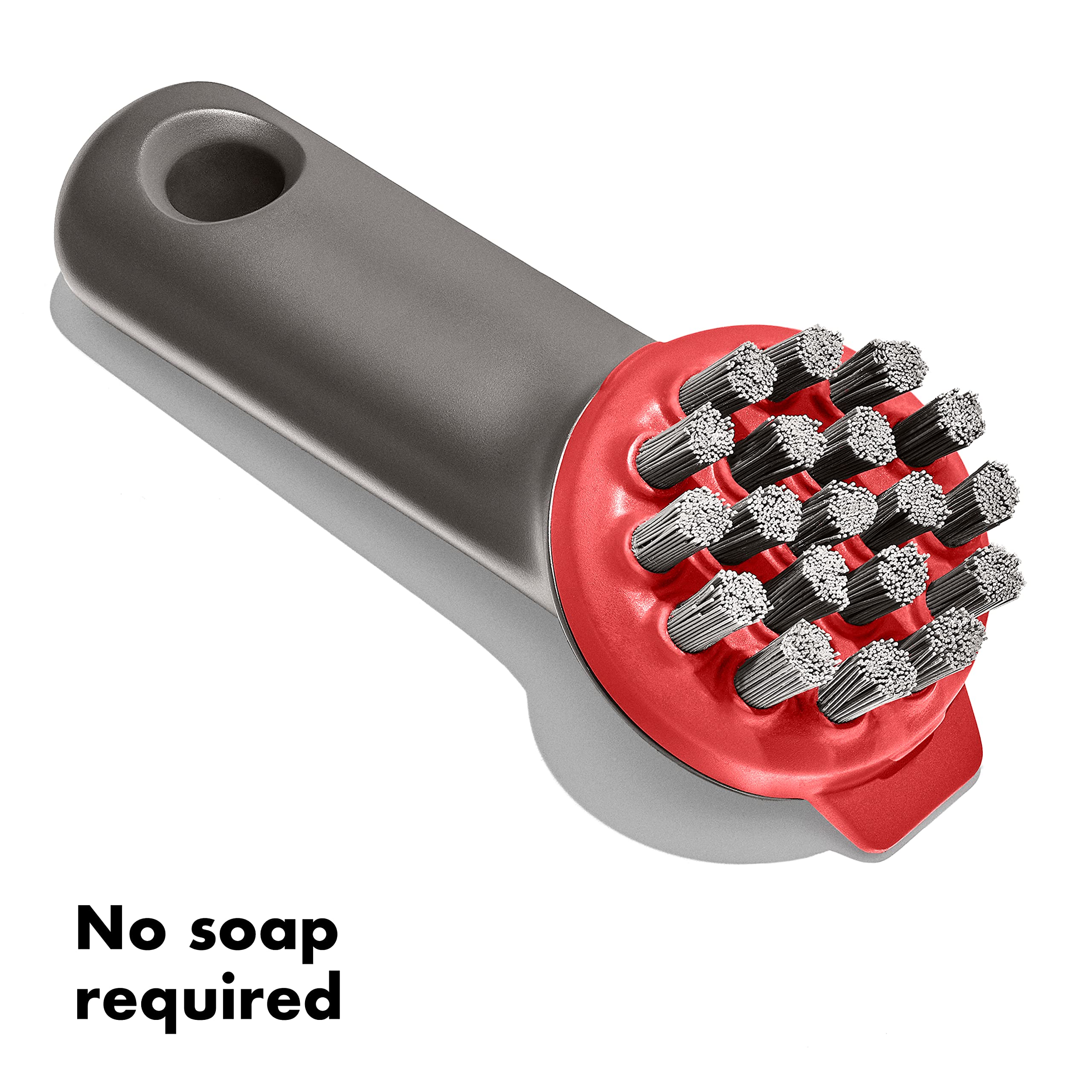 OXO Outdoor Heavy Duty Cast Iron Brush with Cover - Red/Grey - Perfect for Grill Cleaning, Camping Cookware & Outdoor Cooking Accessories