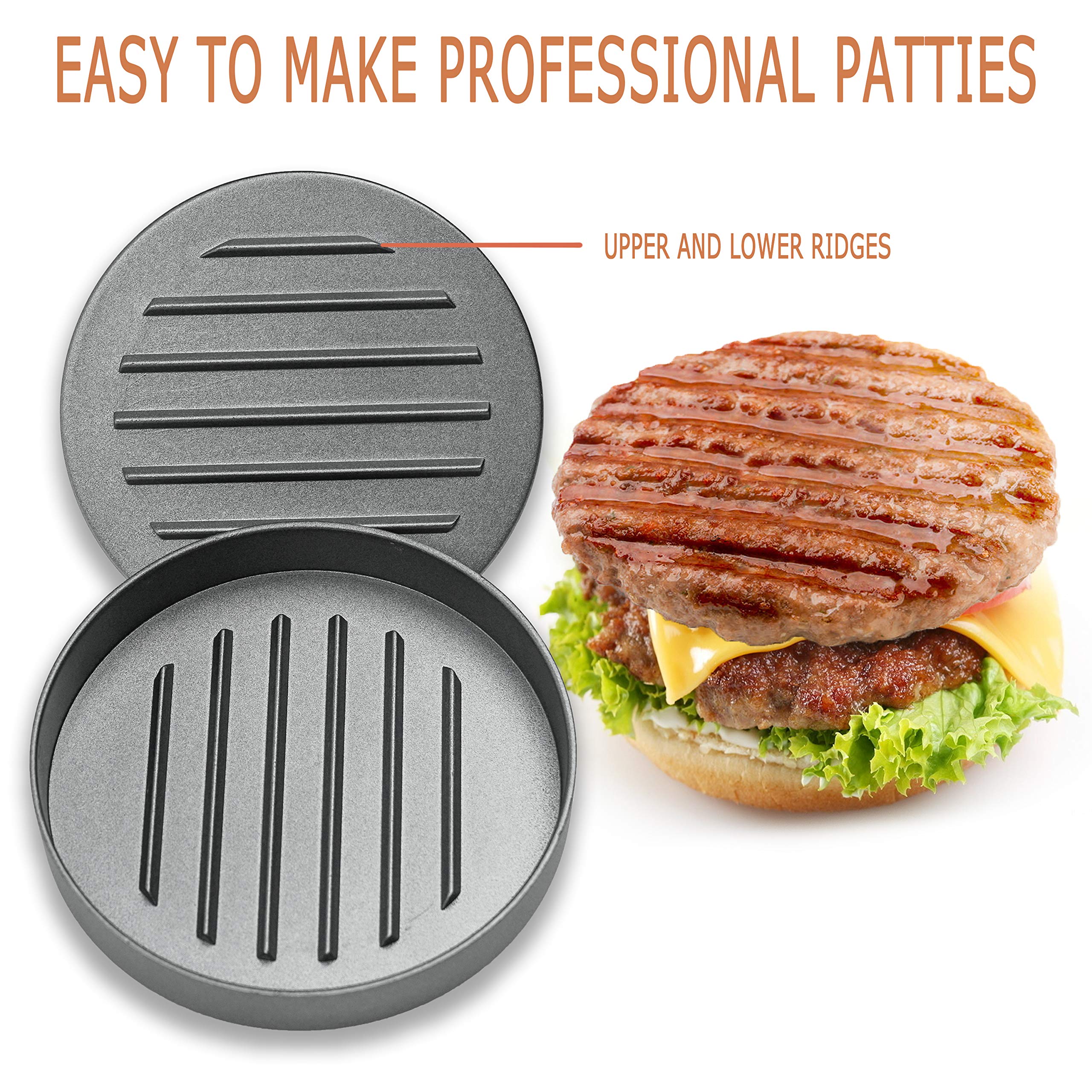 **Non-Stick BBQ Burger Press Patty Maker - Stainless Steel Hamburger Mold for Stuffed Burgers, Sliders & Beef Patties | Easy to Clean with Silicone Brush | Perfect for Backyard Grilling, BBQs & Home Cooking**