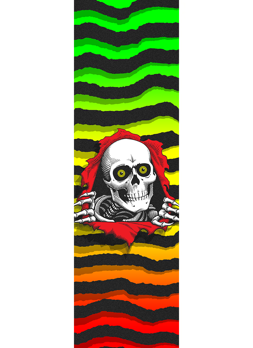 Powell Ripper Grip Tape - Premium Skateboard Grip Tape with Rasta Design - Perfect for Skateboarding, Longboarding, and Street Sports