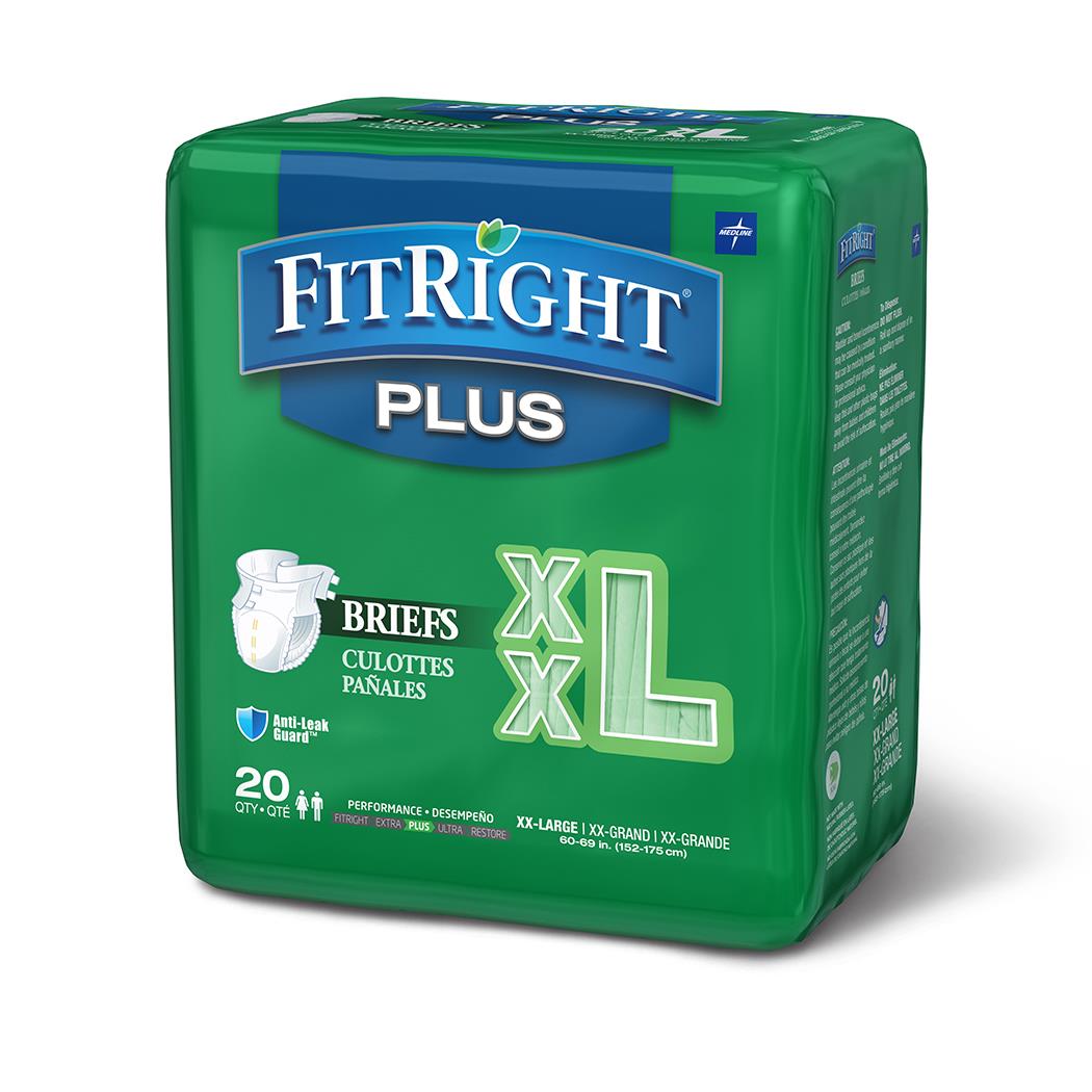 FitRight Plus Incontinence Briefs for Adults - Maximum Absorbency Overnight Protection - Comfortable Leak-Proof Underwear for Women & Men - Ideal for Nighttime Use, Travel, and Post-Surgery Care